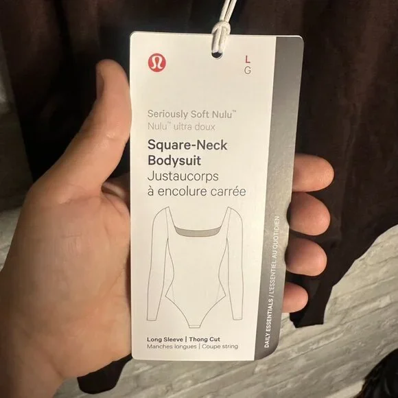 Lululemon Nulu Square Neck Long Sleeve Bodysuit Thong Cut NWT Size Large (FRPR) - Picture 12 of 16